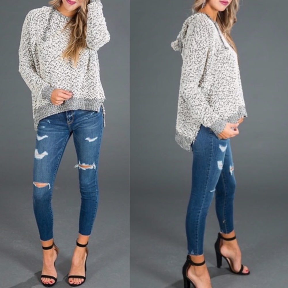 Cozy popcorn hoodie Oversized Sweater Top